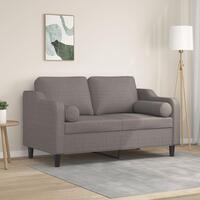 2-personers sofa med pyntepuder 120 cm stof gråbrun