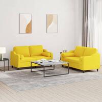 2 personers sofa med puder stof lysegul