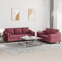 2 personers sofa med puder stof vinrød