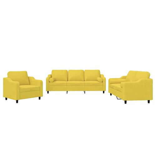 3 personers sofa med puder stof lysegul