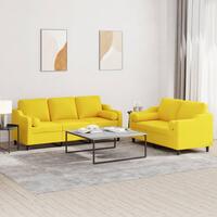 2 personers sofa med puder stof lysegul