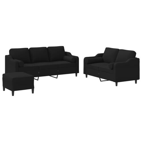 3 personers sofa med puder stof sort