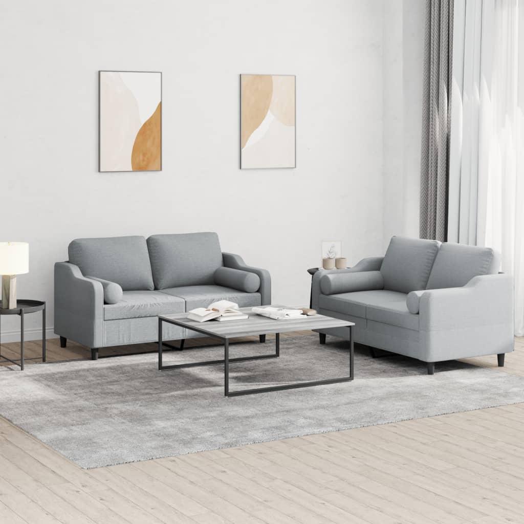 2 personers sofa med puder stof lysegrå