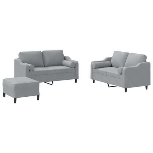 3 personers sofa med puder stof lysegrå