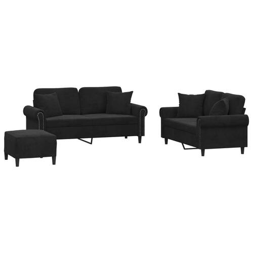 3 personers sofa med puder velour sort