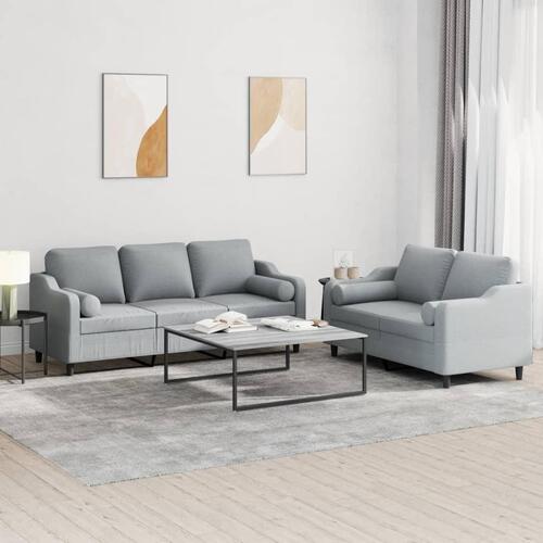 2 personers sofa med puder stof lysegrå