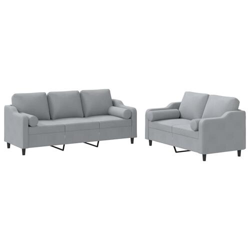 2 personers sofa med puder stof lysegrå