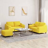 3 personers sofa med puder stof lysegul