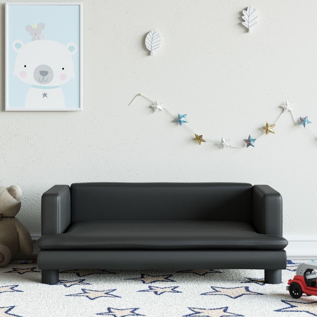 Sofa til børn 80x45x30 cm kunstlæder sort