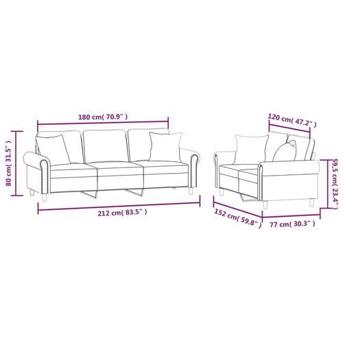 2 personers sofa med puder velour gul