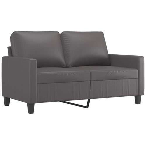 2 personers sofa med hynder kunstlæder grå