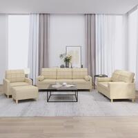 Sofasæt 4 dele med puder stof cremefarvet