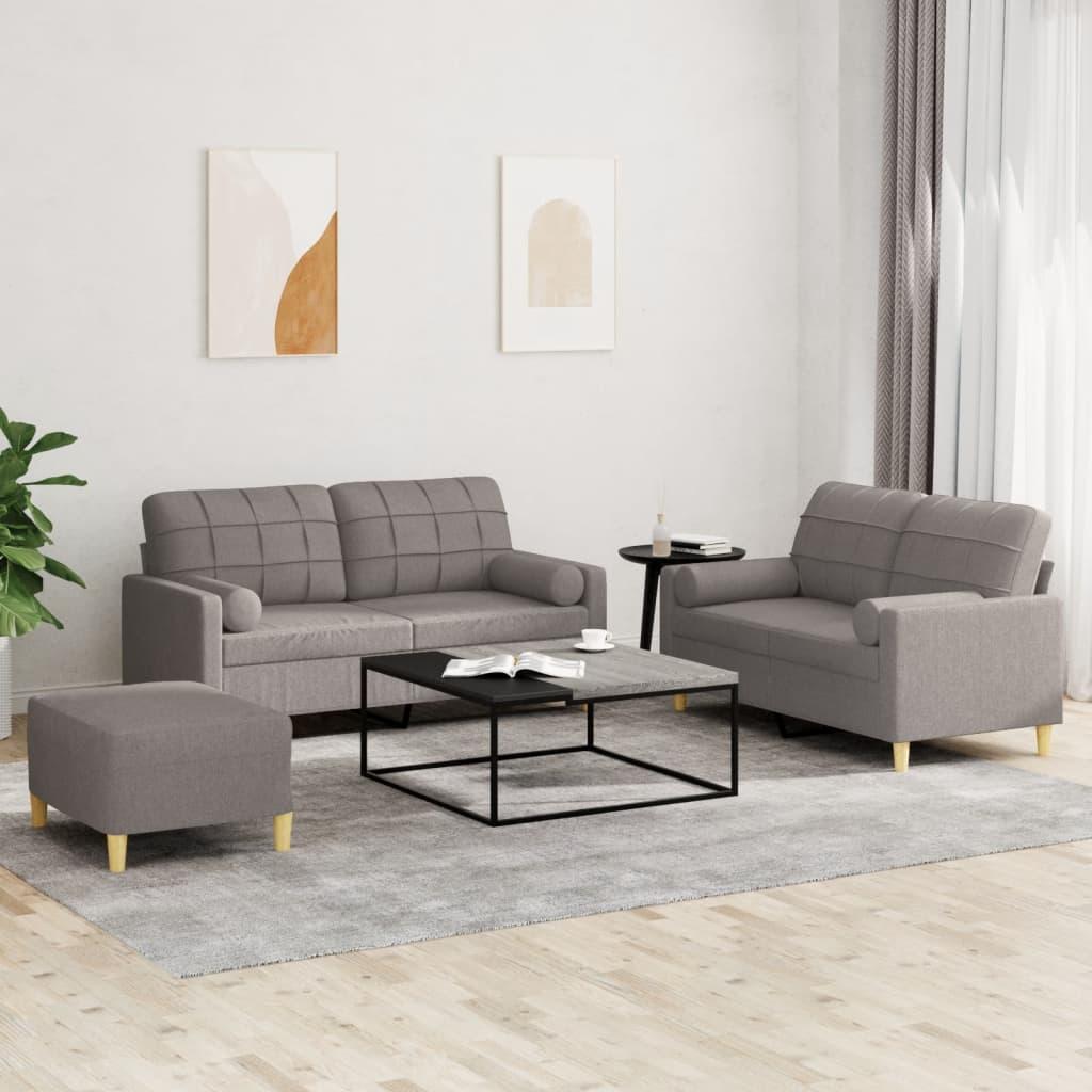 3 personers sofa med puder stof gråbrun