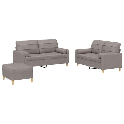 3 personers sofa med puder stof gråbrun