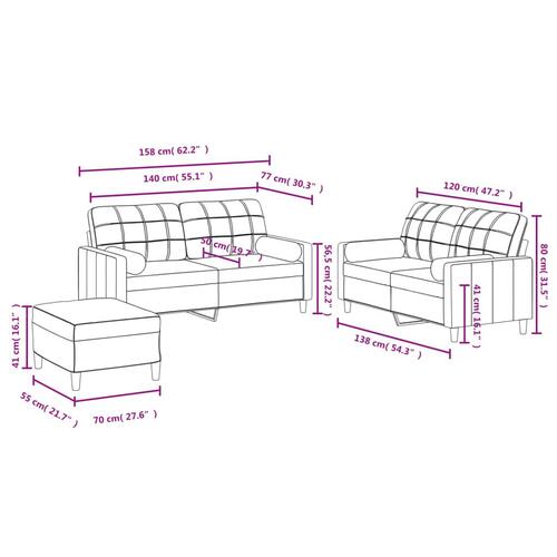 3 personers sofa med puder stof gråbrun