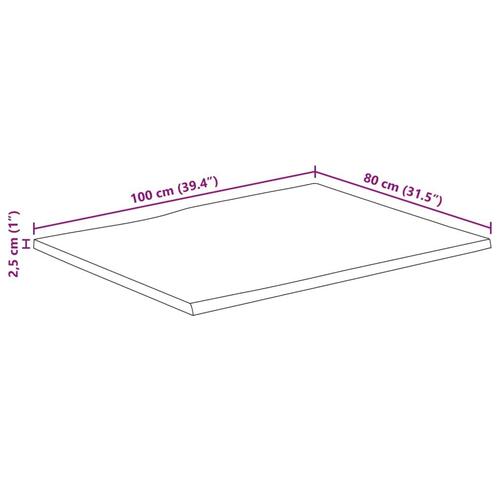Bordplade 100x80x2,5 cm naturlig kant massivt ru mangotræ
