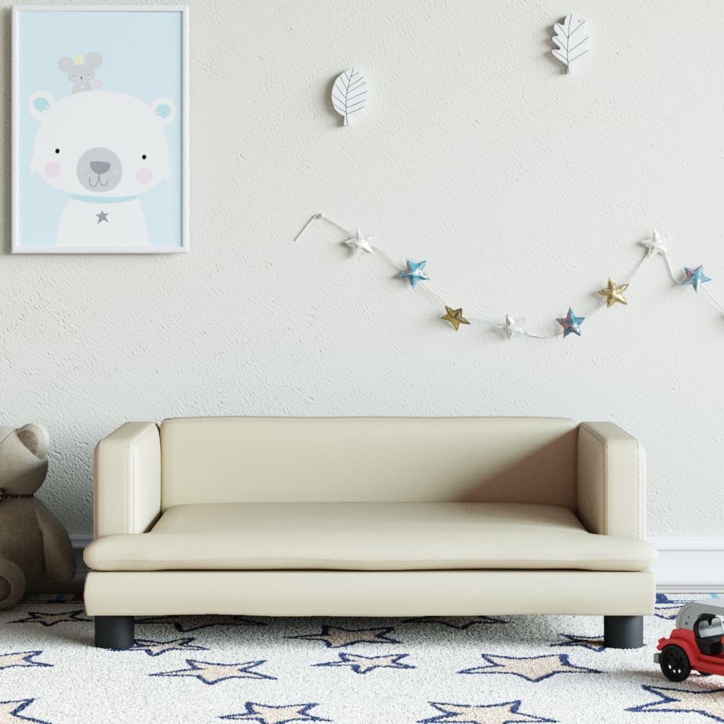 Sofa til børn 80x45x30 cm kunstlæder cremefarvet