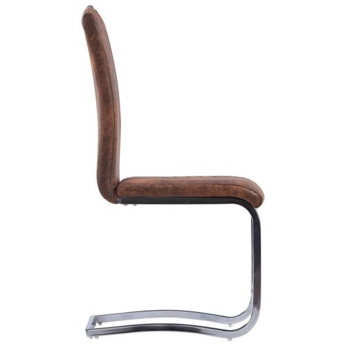 Spisebordsstole med cantilever 2 stk. imiteret ruskind brun