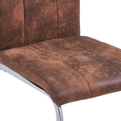 Spisebordsstole med cantilever 2 stk. imiteret ruskind brun