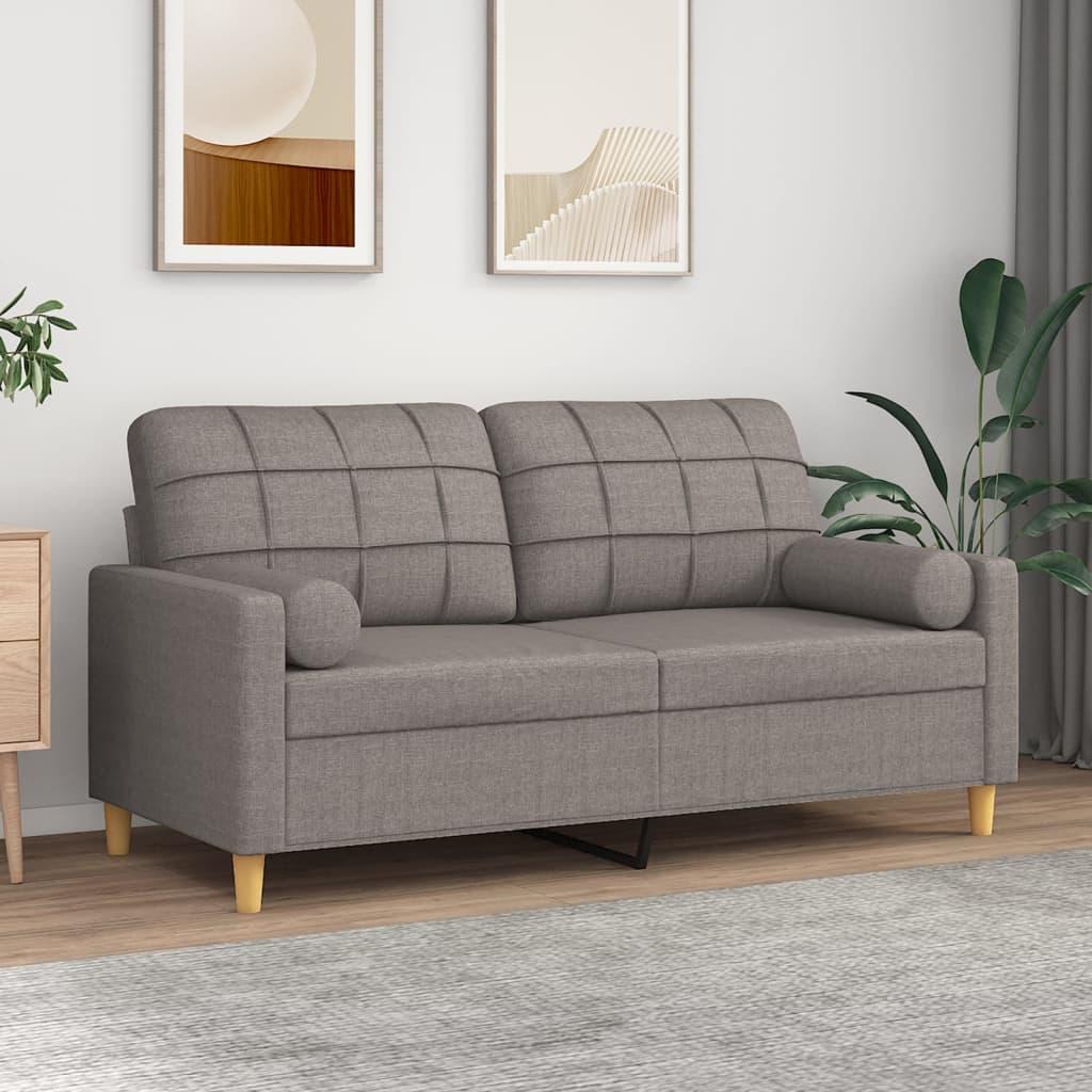 2-personers sofa med pyntepuder 140 cm stof gråbrun billede
