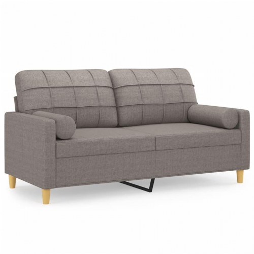 2-personers sofa med pyntepuder 140 cm stof gråbrun