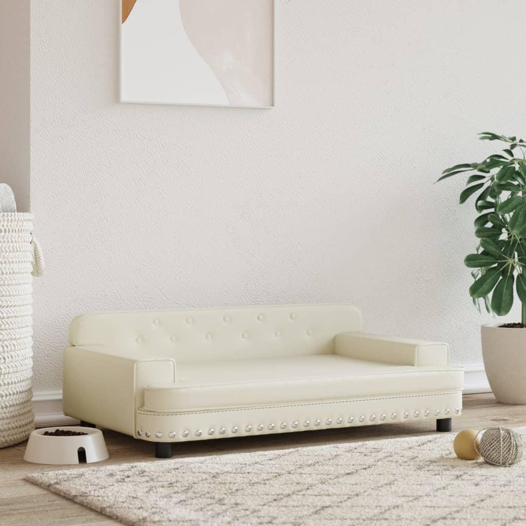 Hundeseng 790x53x30 cm kunstlæder cremefarvet