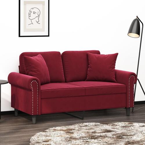 Pyntepuder 2 stk. 40x40 cm velour vinrød