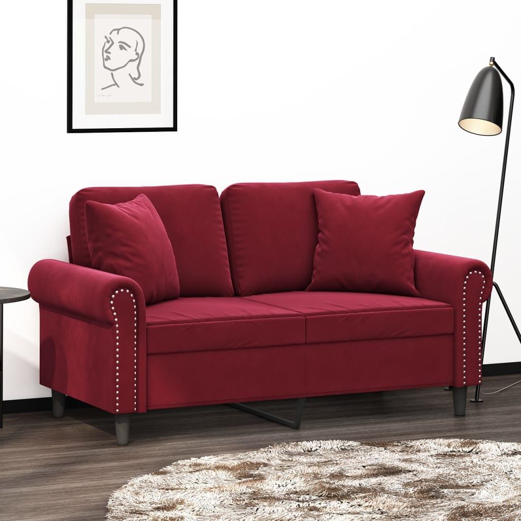 Pyntepuder 2 stk. 40x40 cm velour vinrød