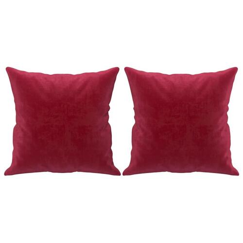 Pyntepuder 2 stk. 40x40 cm velour vinrød