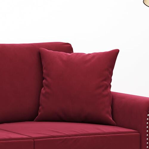 Pyntepuder 2 stk. 40x40 cm velour vinrød