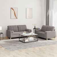 2 personers sofa med puder stof gråbrun