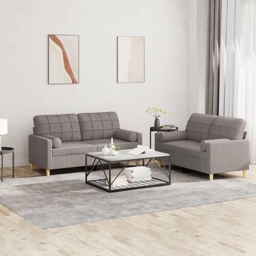 2 personers sofa med puder stof gråbrun
