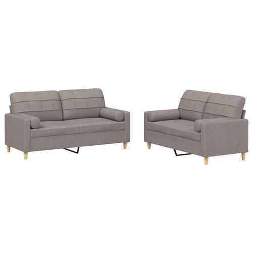 2 personers sofa med puder stof gråbrun