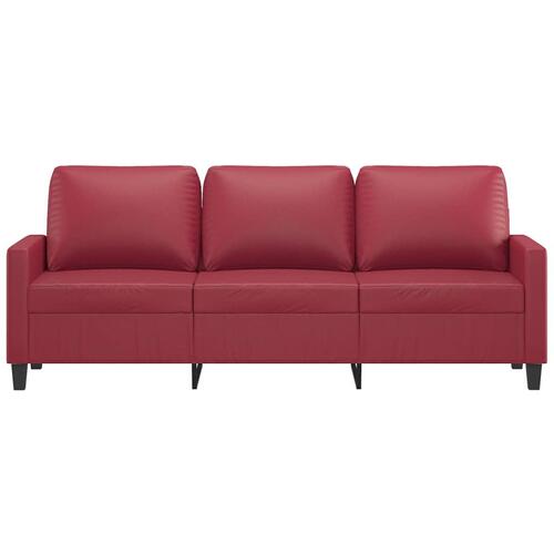3-personers sofa 180 cm kunstlæder vinrød