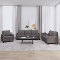 3 personers sofa med hynder kunstlæder grå