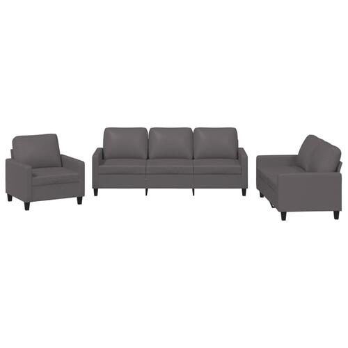 3 personers sofa med hynder kunstlæder grå