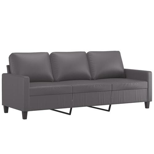 3 personers sofa med hynder kunstlæder grå