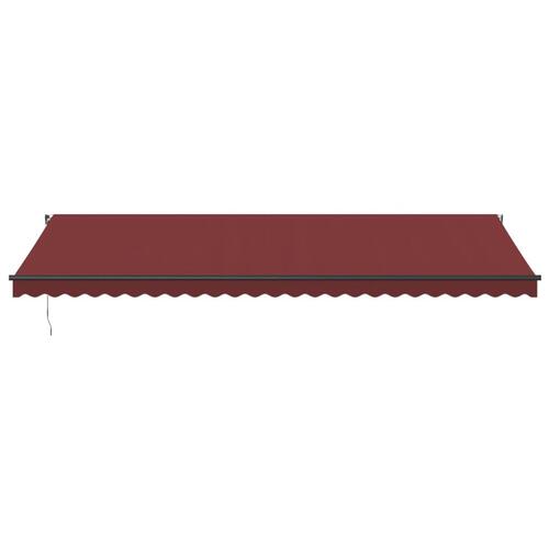 Markise med LED-lys 600x350 cm manuel betjening bordeauxfarvet