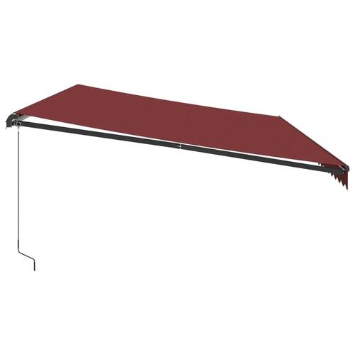 Markise med LED-lys 600x350 cm manuel betjening bordeauxfarvet