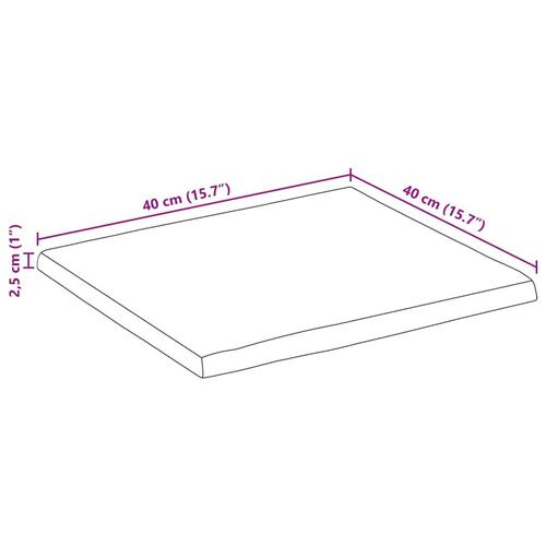 Bordplade 40x40x2,5 cm naturlig kant massivt ru mangotræ