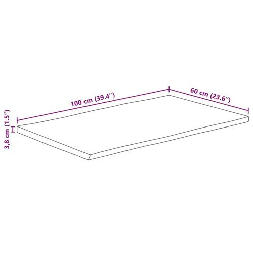 Bordplade 100x60x3,8 cm naturlig kant massivt ru mangotræ