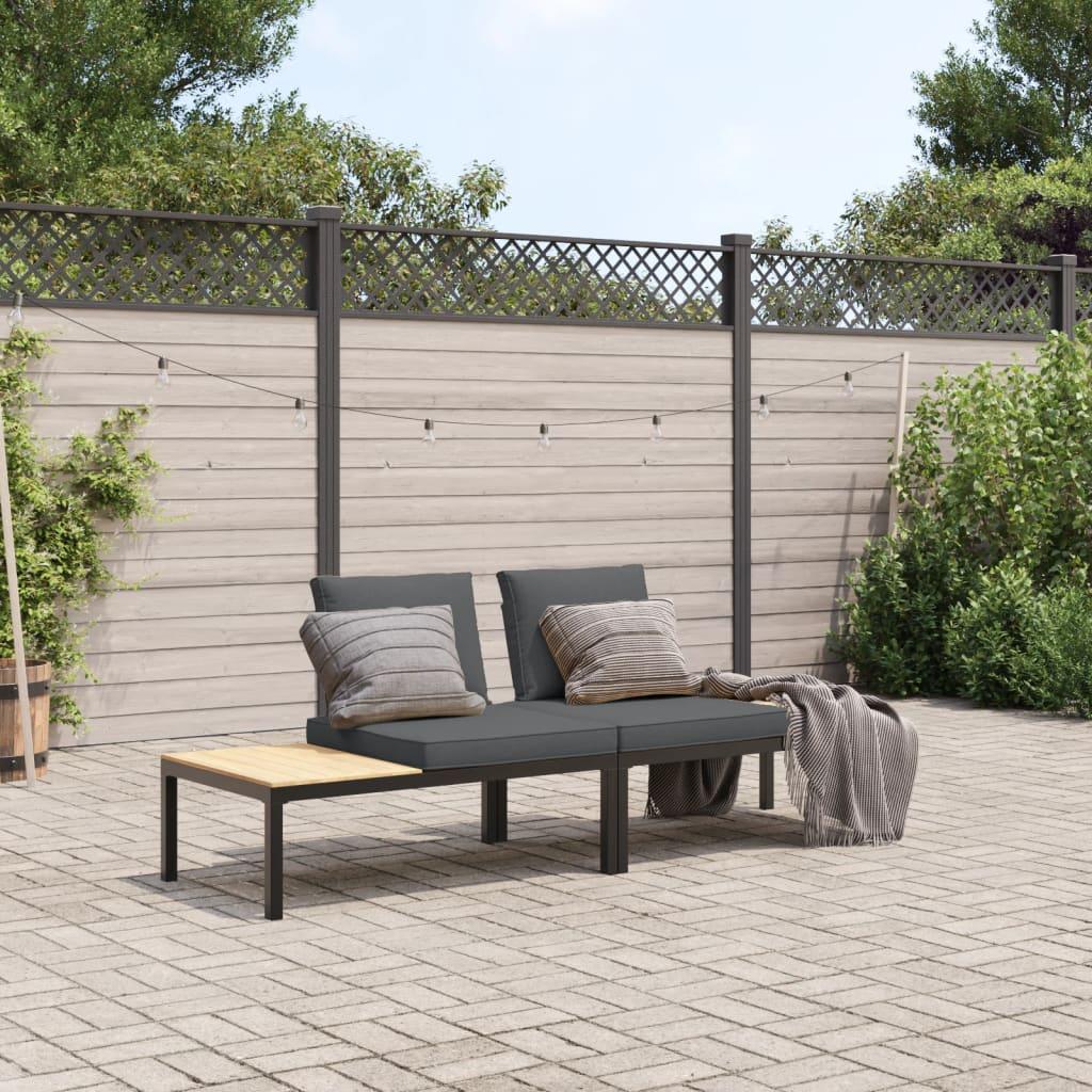 Sofasæt til haven 2 dele med hynder aluminium sort billede