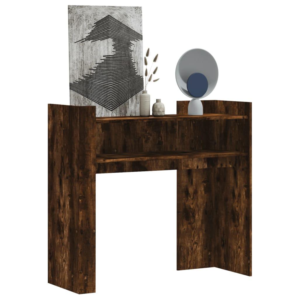 Konsolbord 100x35x90 cm konstrueret træ røget egetræsfarve