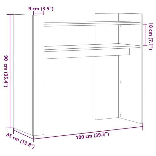 Konsolbord 100x35x90 cm konstrueret træ røget egetræsfarve