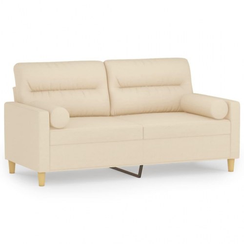 2-personers sofa med pyntepuder 140 cm - stof, cremefarvet