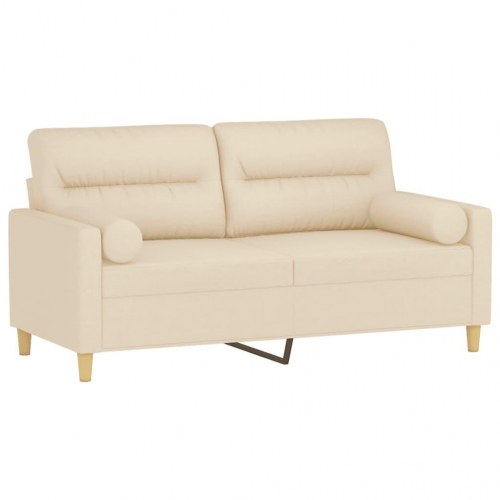 2-personers sofa med pyntepuder 140 cm - stof, cremefarvet