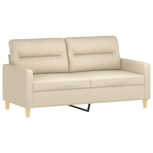 2-personers sofa med pyntepuder 140 cm - stof, cremefarvet