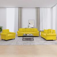3 personers sofa med puder velour gul