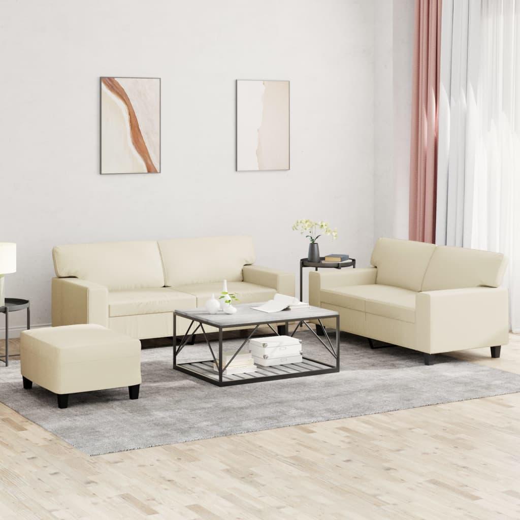 3 personers sofa kunstlæder cremefarvet