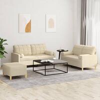 3 personers sofa med puder stof cremefarvet